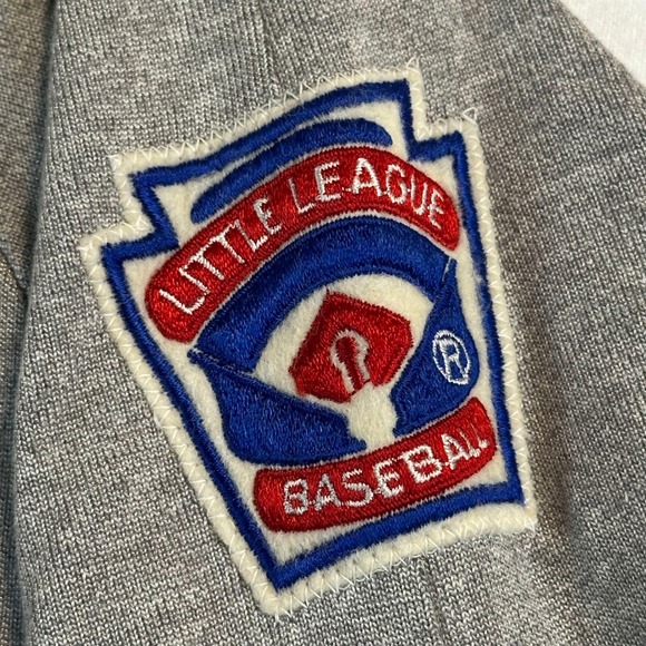 Little League Baseball Jersey Gray Boy XL Full Zip Patch Number 15 Cotton - Picture 5 of 7